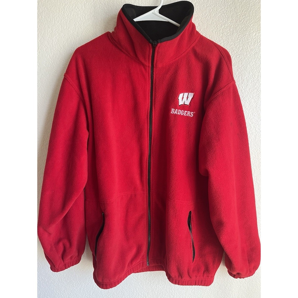 Wisconsin Badgers Fleece Zip Up Jacket Medium Men's NCAA